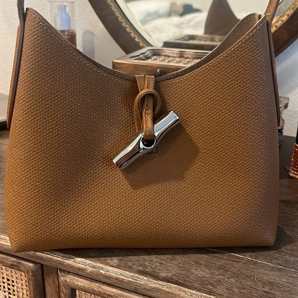Longchamp Roseau Small Leather Bag in Natural Brown - Picture 2 of 7
